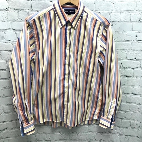 🌸Clearance!🌸 PAUL FREDRICK  Mens Shirt Stripe Luxury 15 -34/35 - Picture 3 of 8